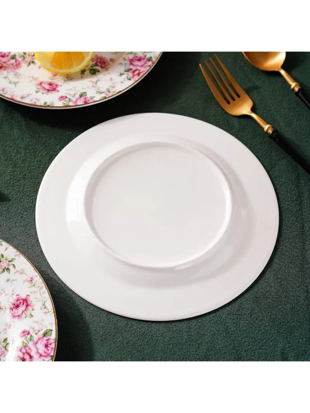 Floral Porcelain Plates Set of 4 | 8in Round Appetizer & Dessert Plates